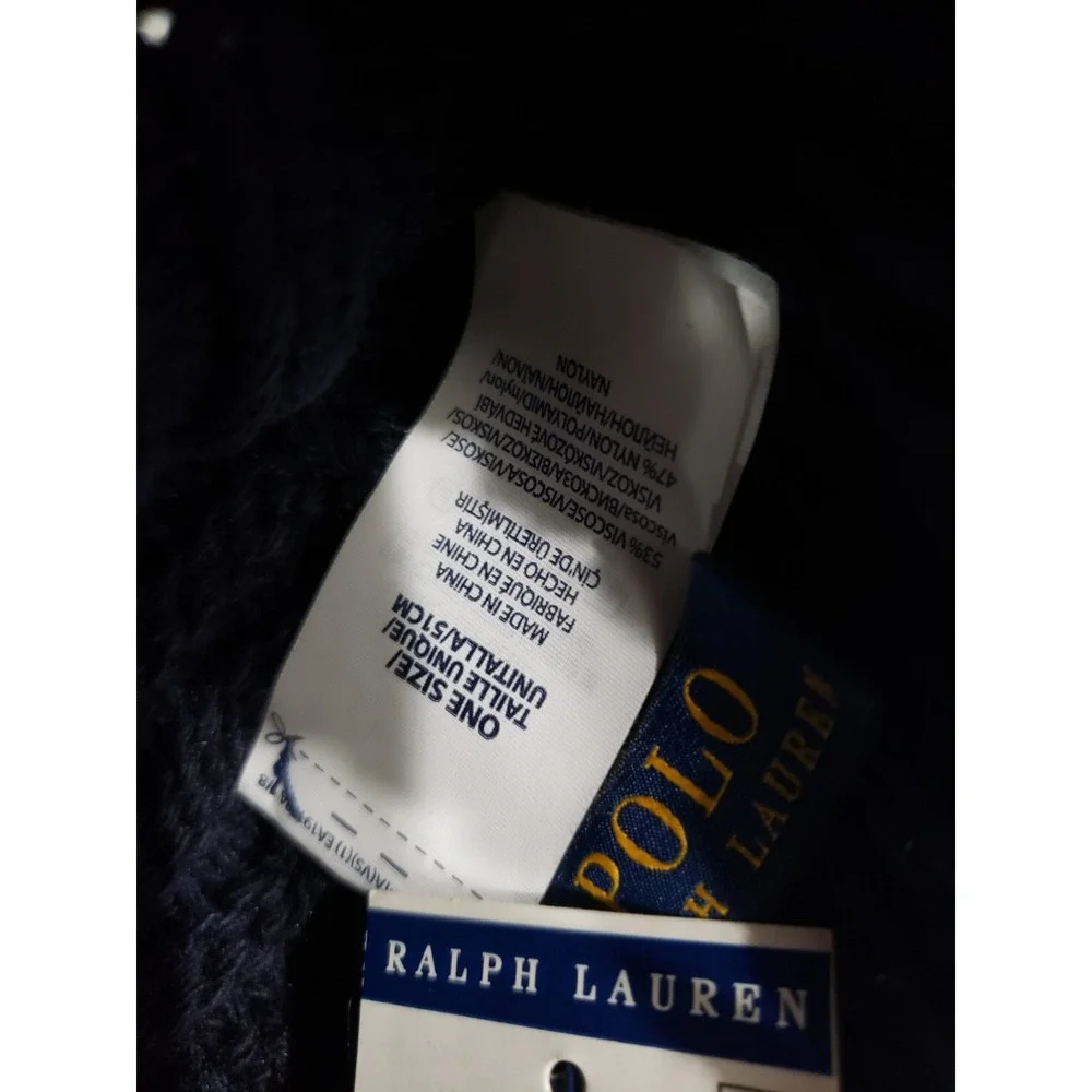 NEW One Size Polo Ralph Lauren Cable-Knit Pom-Pom Beanie mens winter hat navy
